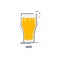 Glass beer line art in flat style. Restaurant alcoholic illustration for celebration design. Design contour element. Beverage