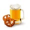 Glass of beer with pretzels