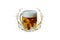 glass of beer with splashes of yellow and white foam-