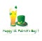 Glass of beer and St. Patrick\'s Day hat