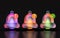 Glass bell exclamation question check icon with colorful gradient light