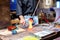 Glass blower at work in workshop in Murano, Italy