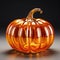 Glass blown pumpkin, Halloween home decoration decor elements, hand made transparent colored glass