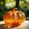 Glass blown pumpkin, Halloween home decoration decor elements, hand made transparent colored glass