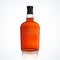Glass bottle of alcohol drink, whiskey, bourbon, liquor, brandy, cognac with reflection