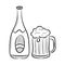 A glass and a bottle of beer vector illustration