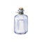 A glass bottle with a cork and a rope. An isolated object from a large set of Lavender SPA. Watercolor illustration. For