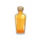 Glass bottle filled with rapeseed oil. Natural product. Cooking ingredient. Flat vector element for promotional poster