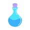 A glass bottle with a magic potion. A magic potion.antidote. Elixir. Flat vector illustration. Design for Halloween