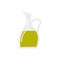 Glass bottle of premium virgin olive oil vector icon. Healthy ea