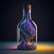 Glass bottle with swirls of color inside