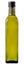 Glass bottle of vegetable olive oil isolated