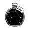 Glass Bottle with zodiac Libra constellation inside. Vector ink illustration. Doodle style sketch, Black and white