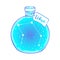 Glass Bottle with zodiac Libra constellation inside. Vector ink illustration. Doodle style sketch, Color gradient