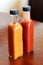 Glass bottles of chilli sauce