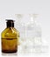Glass bottles clear and amber for pharmacy bottles or science la