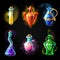 Glass bottles with a magical potion