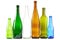 Glass bottles of mixed colors