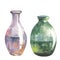 Glass bottles watercolor illustration isolated on white background. Vase for flowers.