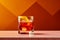 A glass of bourbon Negroni Sbagliato with a lemon wedge on a table