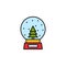glass bowl, Christmas, tree, snow line icon. Elements of New Year, Christmas illustration. Premium quality graphic design icon.