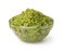 Glass bowl of fresh pesto sauce