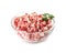 Glass bowl with minced meat and parsley