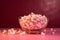 Glass bowl popcorn food. Generate Ai