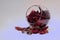 Glass Bowl with Red Potpourri spill