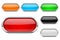 Glass buttons with chrome frame. Colored set of shiny oval 3d web icons