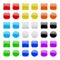 Glass buttons collection. Shiny geometric colored 3d icons