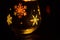 Glass candle holder with Christmas Christmas graphics in the form of the glass.