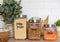 Glass canisters to store dry foods in the kitchen