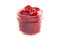 Glass Canning Jar Filled with Cherry Pie Filling Isolated on a White Background