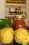 Glass canning jar filled with quince fruit sauce