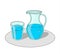 Glass and carafe with water.