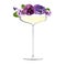 A glass of champagne with a pansy hat. Spring cocktail with a scent of flowers. Watercolor illustration on isolated