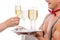 Glass of champagne for woman in Christmas