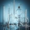 Glass chemistry lab equipment. 3d rendering