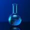 Glass chemistry lab equipment on blue background. Chemistry Lab concept. 3d