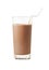 Glass of chocolate milk isolated with clipping path