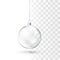 Glass Christmas ball. Realistic glossy crystal xmas and new year tree decoration toy. Vector illustration
