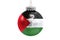 Glass Christmas ball toy isolated on white background with the flag of Palestine