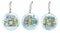 Glass Christmas balls, transparent with cute houses inside and snow. Watercolor illustration. Three isolated toys on a