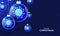 Glass Christmas coronavirus ball banner. Christmas events and holidays during a pandemic Vector illustration