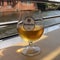 A glass of cider on a boat in Berlin