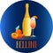 A glass of classical Bellini cocktail vector illustration