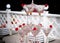 Glass clear champagne set mountain part celebration wedding light drink in front of a banquet catering outside