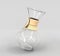 Glass coffeemaker chemex, fastened with wood collar and tie. Elegance transparent carafe in shape of hourglass, isolated