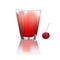 Glass of cold juice in hot day and cherry